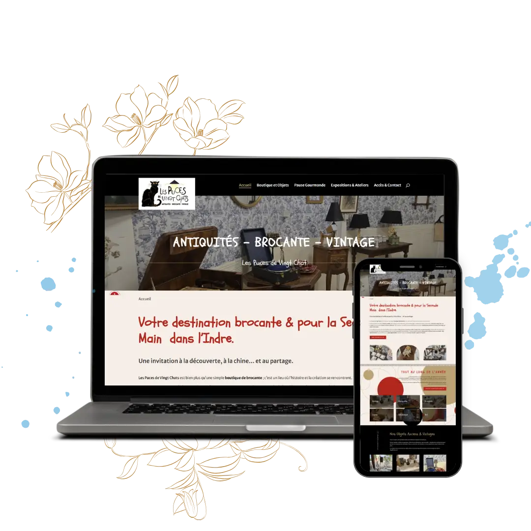 Site Web Les Puces de Vingt Chats réalisé par Nexphasis informatique